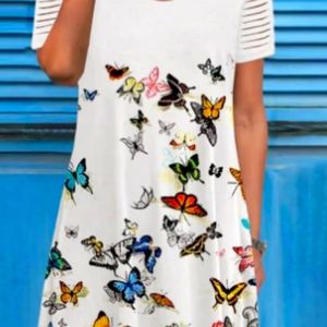NWT blue pink red butterfly summer dress